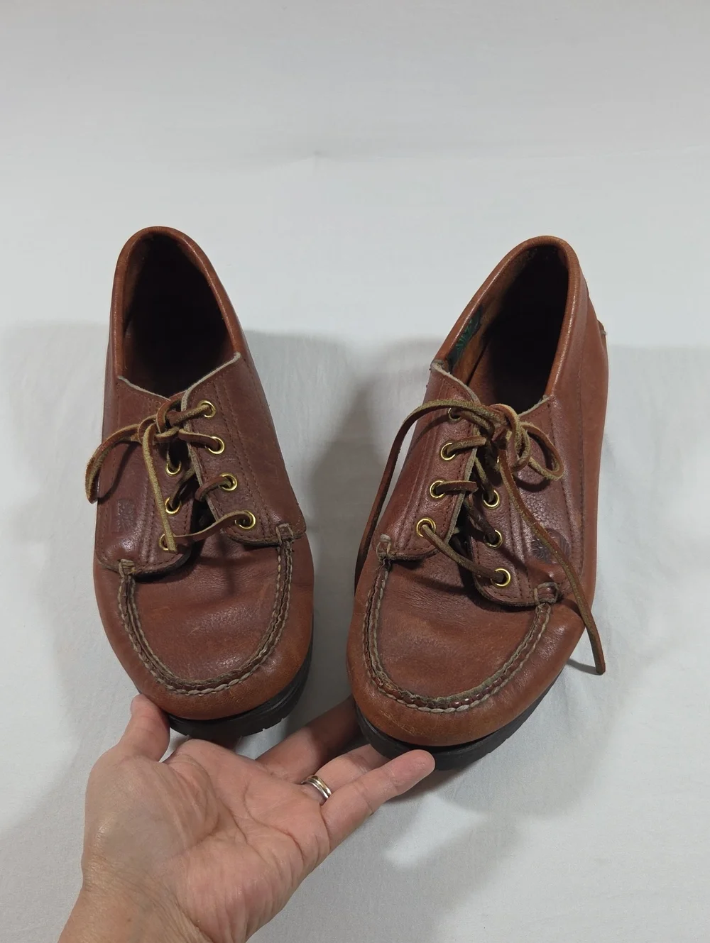 Timberland Men's Brown Leather Lace-Up Boat Shoes